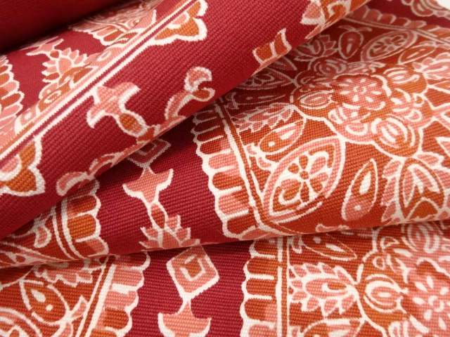  アンティーク　花鳥更紗模様　名古屋帯地反物